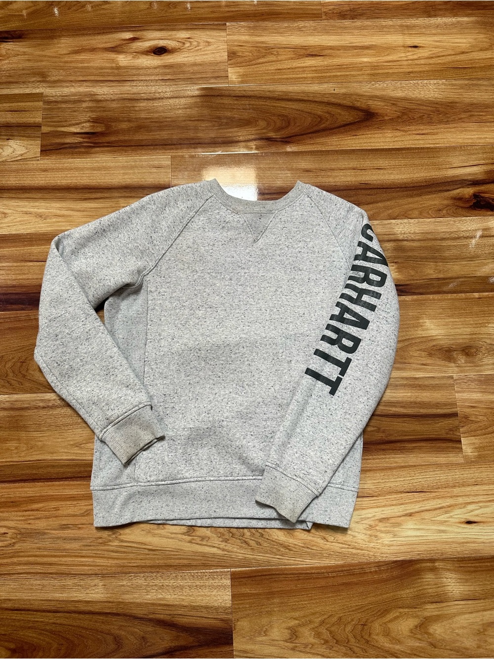 Carhartt Gray Crewneck Sweatshirt with Bold Sleeve Logo